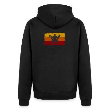 Vintage Hantel Kniebeugen Fitness - Unisex Premium Bio Zip Hoodie - Schwarz - Hinten - Nico (187cm)