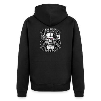 Rockabilly Vintage Rocker Rock N Roll Psychobilly - Unisex Premium Bio Zip Hoodie - Schwarz - Hinten - Nico (187cm)