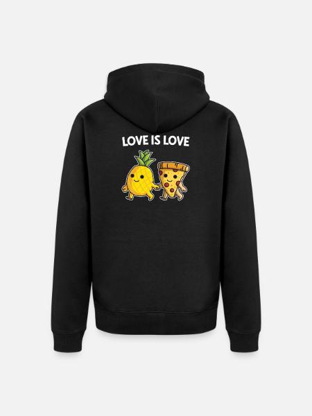 Pizza Hawaii spiser ananas pizza - Premium økologisk unisex-hættejakke - sort