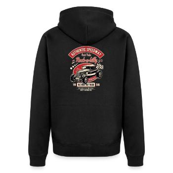 Rockabilly Oldtimer Rocker Rock N Roll - Unisex Premium Bio Zip Hoodie - Schwarz - Hinten - Nico (187cm)