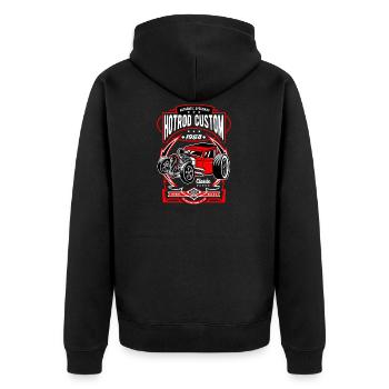 Rockabilly Autos Vintage Rocker Rock N Roll - Unisex Premium Bio Zip Hoodie - Schwarz - Hinten - Nico (187cm)