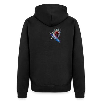 Kampfhandschuh Kunst - Unisex Premium Bio Zip Hoodie - Schwarz - Hinten - Nico (187cm)