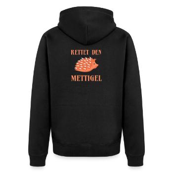 Mettigel Retten Mettbrötchen Mettbrot Hackfleisch - Unisex Premium Bio Zip Hoodie - Schwarz - Hinten - Nico (187cm)