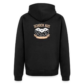 Schocken Trinkspiel Geschenk Würfelspiel Bier - Unisex Premium Bio Zip Hoodie - Schwarz - Hinten - Nico (187cm)