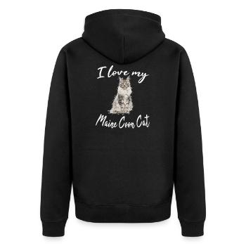 Maine Coon Katze kitten Mainecoon Katzenmotiv - Unisex Premium Bio Zip Hoodie - Schwarz - Hinten - Nico (187cm)