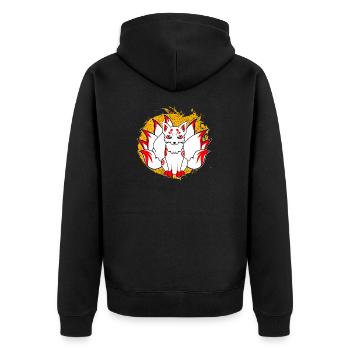 Kitsune Kami Inari Kawaii Maske Japanischer Fuchs - Unisex Premium Bio Zip Hoodie - Schwarz - Hinten - Nico (187cm)