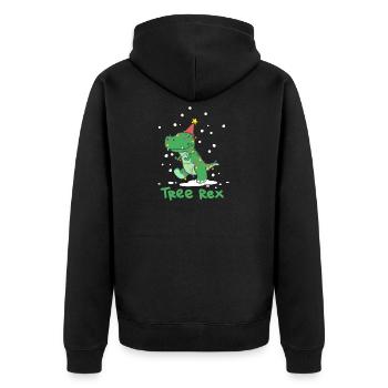 Weihnachten Tree Rex - Unisex Premium Bio Zip Hoodie - Schwarz - Hinten - Nico (187cm)
