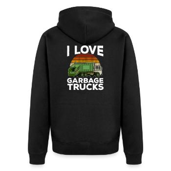 Ich liebe Müllwagen Grafik Kinder Kleinkind Stadt - Unisex Premium Bio Zip Hoodie - Schwarz - Hinten - Nico (187cm)