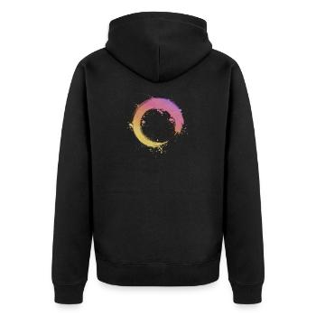 Zen Circle - Unisex Premium Bio Zip Hoodie - Schwarz - Hinten - Nico (187cm)