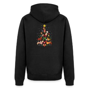 Lustiger Dackel-Weihnachtsbaum-Verzierungs-Dekor - Unisex Premium Bio Zip Hoodie - Schwarz - Hinten - Nico (187cm)
