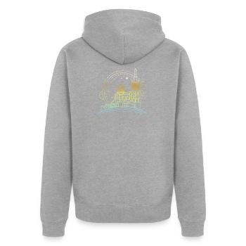 Marseille - Veste à capuche bio Premium Unisexe - gris chiné - Dos - Nico (187cm)