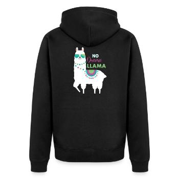 Llama - Unisex Premium Bio Zip Hoodie - Schwarz - Hinten - Nico (187cm)