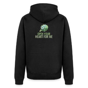 Artischocken Spruch lustig - Unisex Premium Bio Zip Hoodie - Schwarz - Hinten - Nico (187cm)