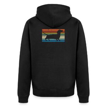 Retro Wiener Hund Shirt - Vintage Dackel Shirt - - Unisex Premium Bio Zip Hoodie - Schwarz - Hinten - Nico (187cm)