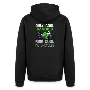 Nur Coole Väter fahren Coole Motorräder - Unisex Premium Bio Zip Hoodie - Schwarz - Hinten - Nico (187cm)