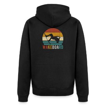 Wakeboard Wakeboarder Wakeboarding Wake retro - Unisex Premium Bio Zip Hoodie - Schwarz - Hinten - Nico (187cm)