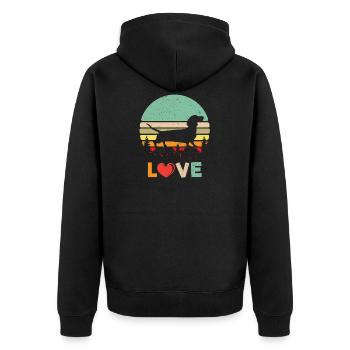 Retro Liebe Wiener Hund Shirt - Vintage Dackel Sh - Unisex Premium Bio Zip Hoodie - Schwarz - Hinten - Nico (187cm)