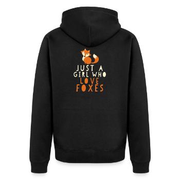 Just a girl who loves Foxes - Unisex Premium Bio Zip Hoodie - Schwarz - Hinten - Nico (187cm)