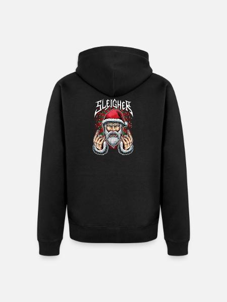 Rockender Weihnachtsmann Sleigher Weihnachtspulli - Unisex Premium Bio Zip Hoodie - Schwarz