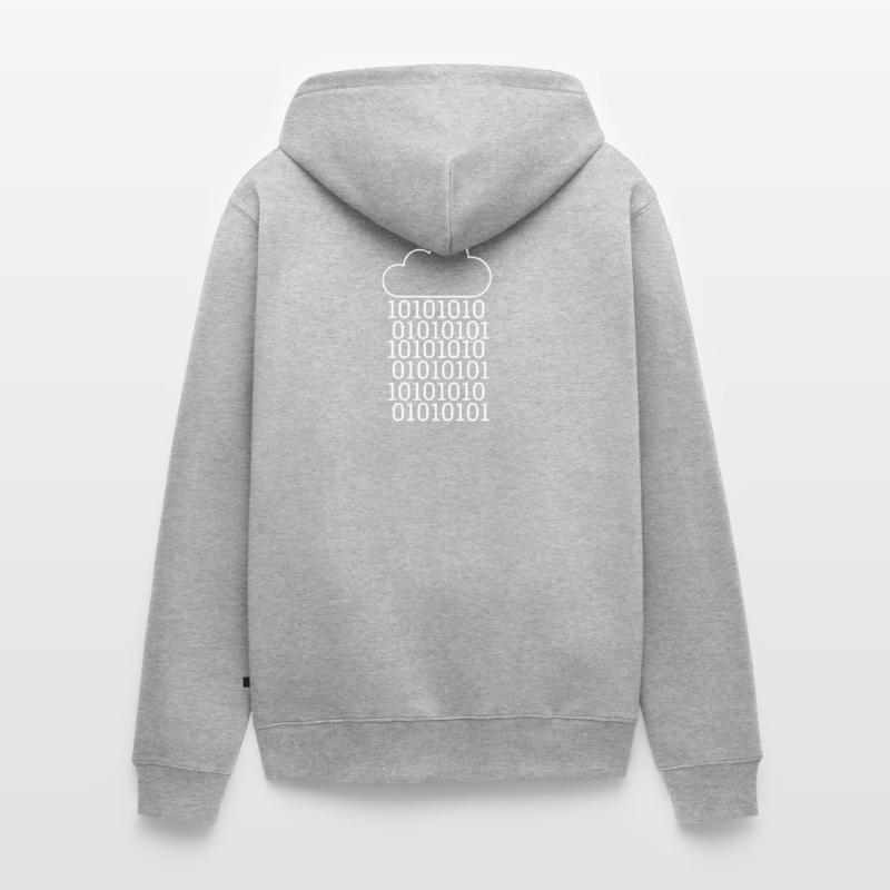 "Cloud raining bits" | Data Science Unisex Premium Organic Zip Hoodie