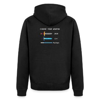 choose your weapon programming languages computer science - Unisex Premium Organic Zip Hoodie - black - Back - Nico (187cm)