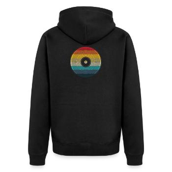 Retro Sonnenuntergang Vinyl - LP Vinyl Sammler Geschenk - Unisex Premium Bio Zip Hoodie - Schwarz - Hinten - Nico (187cm)