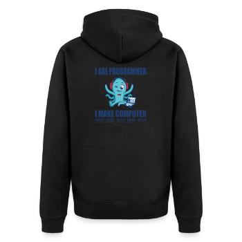 I are programmer i make computer boop beep boop - Unisex Premium Organic Zip Hoodie - black - Back - Nico (187cm)