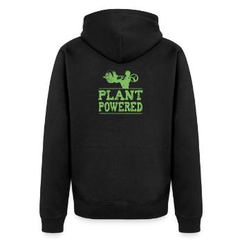 Vegan bodybuilding - Unisex Premium Organic Zip Hoodie - black - Back - Nico (187cm)