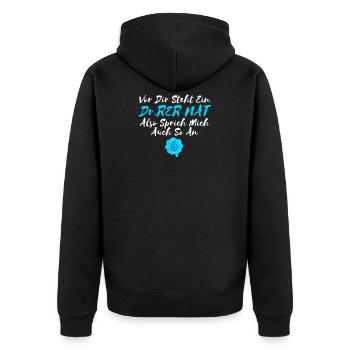 Dokter der Naturwissenschaften Dr. Rer Nat - Unisex Premium Bio Zip Hoodie - Schwarz - Hinten - Nico (187cm)