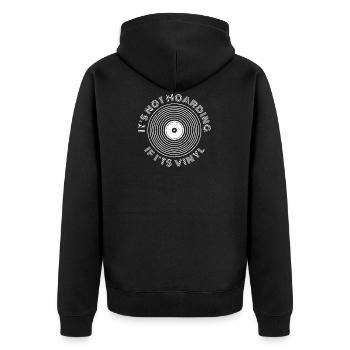 Es hortet nicht, wenn es Vinyl ist - LP-Vinyl - Unisex Premium Bio Zip Hoodie - Schwarz - Hinten - Nico (187cm)