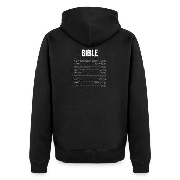 Christliche Bibelverse Psalm Mit Der Bibel Hotline - Unisex Premium Bio Zip Hoodie - Schwarz - Hinten - Nico (187cm)