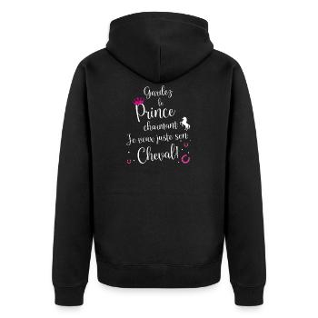 Gardez Le Prince Charmant Je Veux Juste Son Cheval - Veste à capuche bio Premium Unisexe - noir - Dos - Nico (187cm)