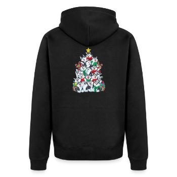 Sibirischer Husky Weihnachtsbaum Weihnachten Gesch - Unisex Premium Bio Zip Hoodie - Schwarz - Hinten - Nico (187cm)