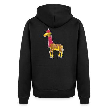 Giraffe Winter - Unisex Premium Bio Zip Hoodie - Schwarz - Hinten - Nico (187cm)