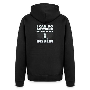 Je peux tout faire sauf faire de l'insuline dans le sang - Veste à capuche bio Premium Unisexe - noir - Dos - Nico (187cm)