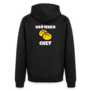 Brötchen Chef Dealer Bäcker Bäckerei Mehl - Unisex Premium Bio Zip Hoodie - Schwarz - Hinten - Nico (187cm)