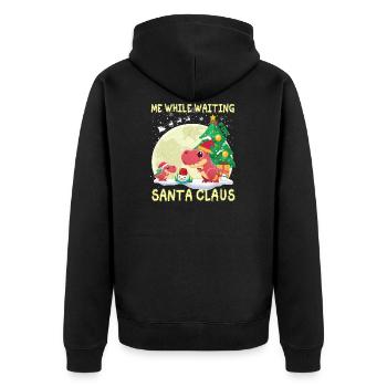 T rex moi en attendant le Père Noël - Veste à capuche bio Premium Unisexe - noir - Dos - Nico (187cm)