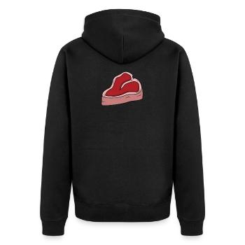 Steak Lustig Zeig wie Steaks Richtig Gegrillt - Unisex Premium Bio Zip Hoodie - Schwarz - Hinten - Nico (187cm)