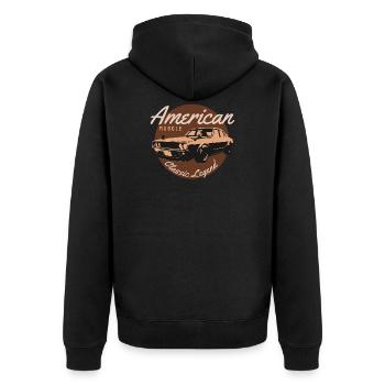 American muscle classic legend - Unisex Premium Organic Zip Hoodie - black - Back - Nico (187cm)
