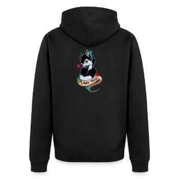 Furry Trash Hundebesitzer Geschenk - Unisex Premium Bio Zip Hoodie - Schwarz - Hinten - Nico (187cm)