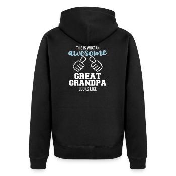 Uropa - Unisex Premium Bio Zip Hoodie - Schwarz - Hinten - Nico (187cm)