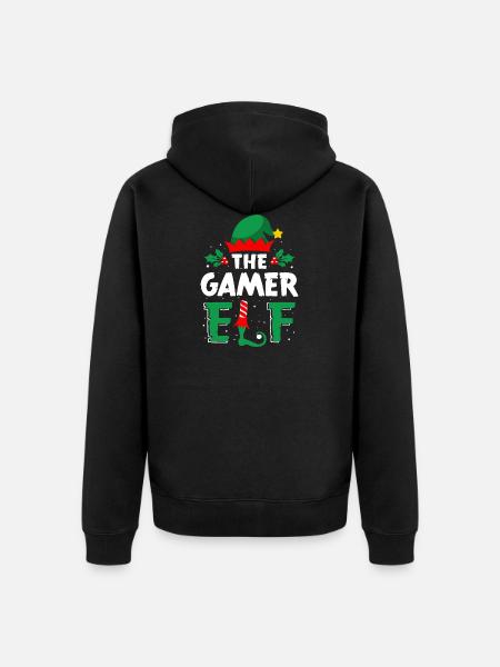 Christmas Elf Shirt Gamers - Unisex Premium Organic Zip Hoodie - black