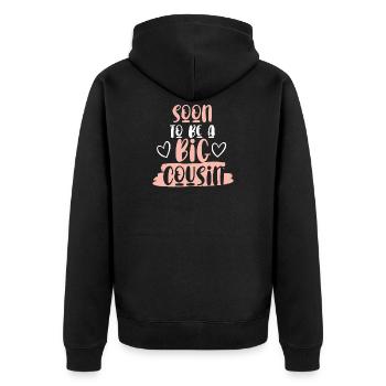 Bald großer Cousin Schwangerschaft - Unisex Premium Bio Zip Hoodie - Schwarz - Hinten - Nico (187cm)
