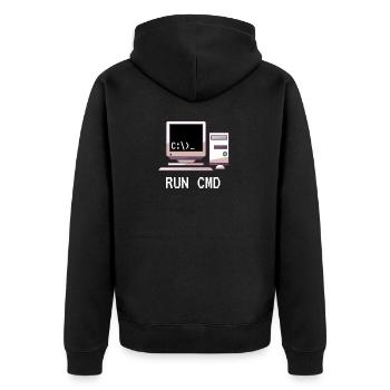 Console Funny Nerd Run CMD - Unisex Premium Bio Zip Hoodie - Schwarz - Hinten - Nico (187cm)