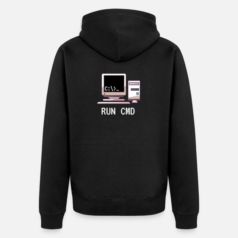 Console Funny Nerd Run CMD - Unisex Premium Bio Zip Hoodie - Schwarz