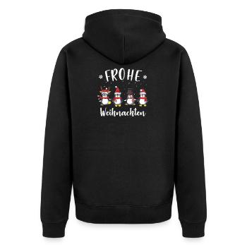 Frohe Weihnachten Pinguin - Unisex Premium Bio Zip Hoodie - Schwarz - Hinten - Nico (187cm)
