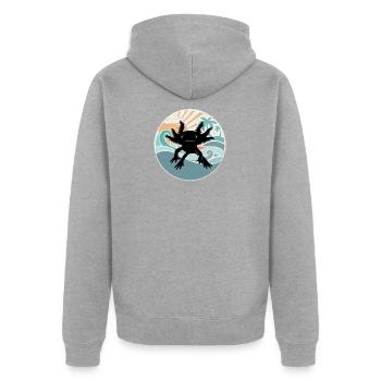 Axolotl Retro Beach Design Funny - Unisex Premium Organic Zip Hoodie - heather grey - Back - Nico (187cm)