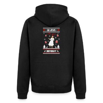 Go Jesus c'est ton anniversaire Pull de Noël laid - Veste à capuche bio Premium Unisexe - noir - Dos - Nico (187cm)