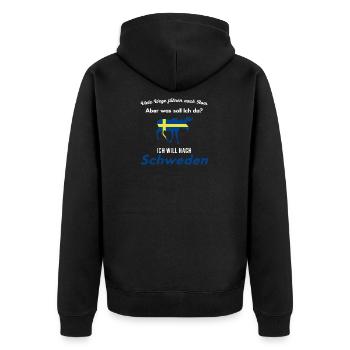 Urlaub Schweden Skandinavien Elch Paradies Reisen - Unisex Premium Bio Zip Hoodie - Schwarz - Hinten - Nico (187cm)