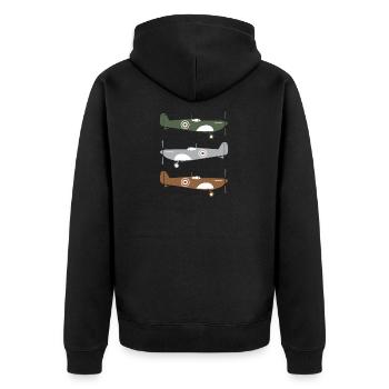 Pilot bunte Spitfire Flugzeuge Flugzeuge Geschenk - Unisex Premium Bio Zip Hoodie - Schwarz - Hinten - Nico (187cm)